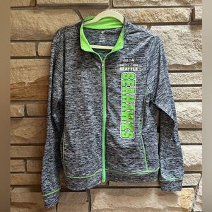NFL Teens Love Seattle Seahawks Zip Up Athletic Jacket Grey Rave Green XL